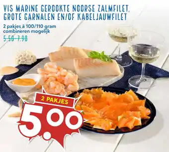 MCD Supermarkt Vis marine gerookte noorse zalmfilet, grote garnalen en/of kabeljauwfilet aanbieding