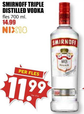 MCD Supermarkt Smirnoff triple distilled vodka aanbieding