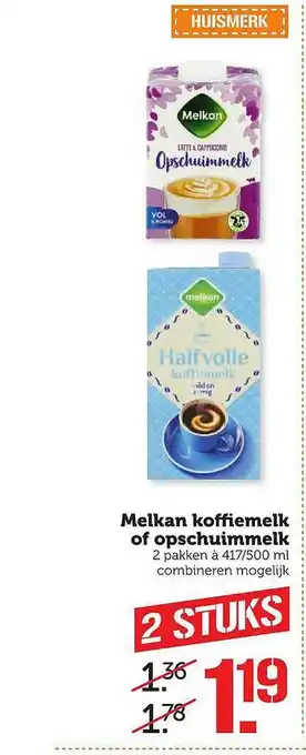 Coop Melkan Koffiemelk Of Opschuimmelk aanbieding