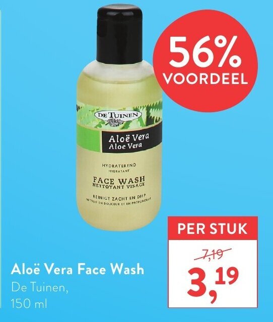 De Tuinen Aloe Vera Face Wash 150ml aanbieding bij Holland & Barrett