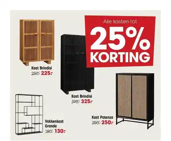 Kwantum Kast brindisi, vakkenkast grande, kast brindisi of kast potenza 25% korting aanbieding