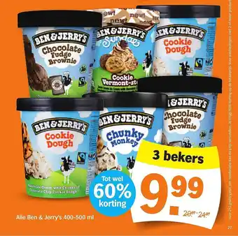 Albert Heijn Alle ben & jerry's 400-500 ml tot wel 60% korting aanbieding