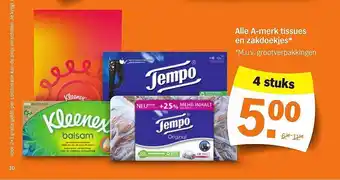 Albert Heijn Alle a-merk tissues en zakdoekjes aanbieding