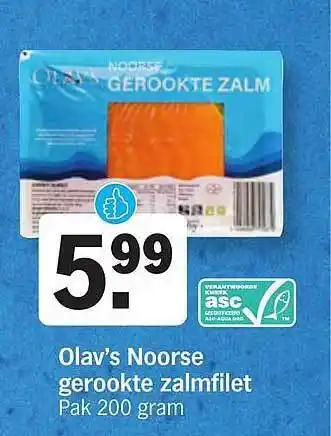 Albert Heijn Olav's noorse gerookte zalmfilet aanbieding