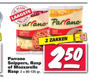 Nettorama Parrano Snippers, Rasp of Mozzarella Rasp 2 x 80-135 gram aanbieding