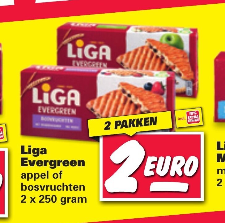 Liga Evergreen 2 x 250 gram aanbieding bij Nettorama