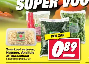 Nettorama Zuurkool vatvers, Hutspot, Andijvie of Boerenkool 500/400/300 gram aanbieding