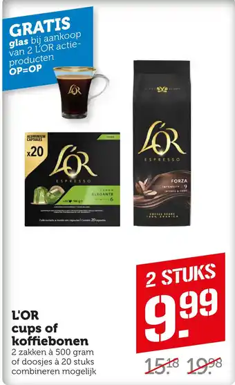 Coop L'or cups of koffiebonen aanbieding