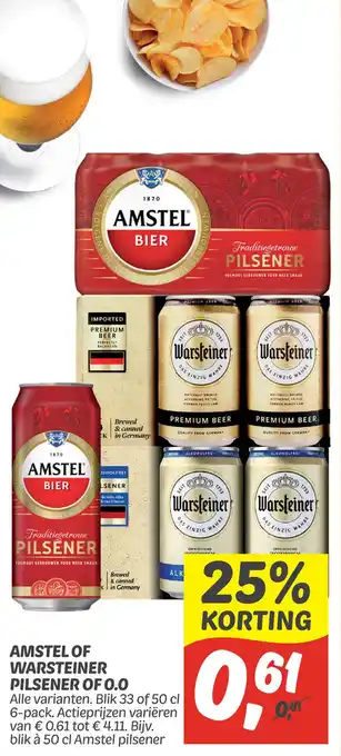 Dekamarkt Amstel of warsteiner pilsener of 0.0 aanbieding