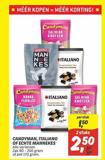 Dekamarkt Candyman, italiano of echte mannekes aanbieding