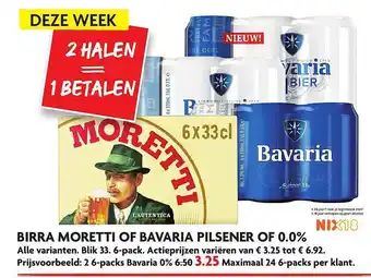 Dekamarkt Birra Moretti Of Bavaria Pilsener Of 0.0% aanbieding