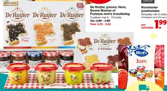 Hoogvliet De Ruijter, g'woon, Hero, Bone Maman of Frutesse mini's brodbeleg 2*4-10 st aanbieding