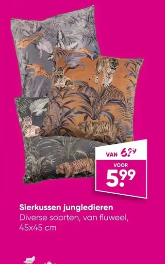 Big Bazar Sierkussen jungledieren 45x45 cm aanbieding