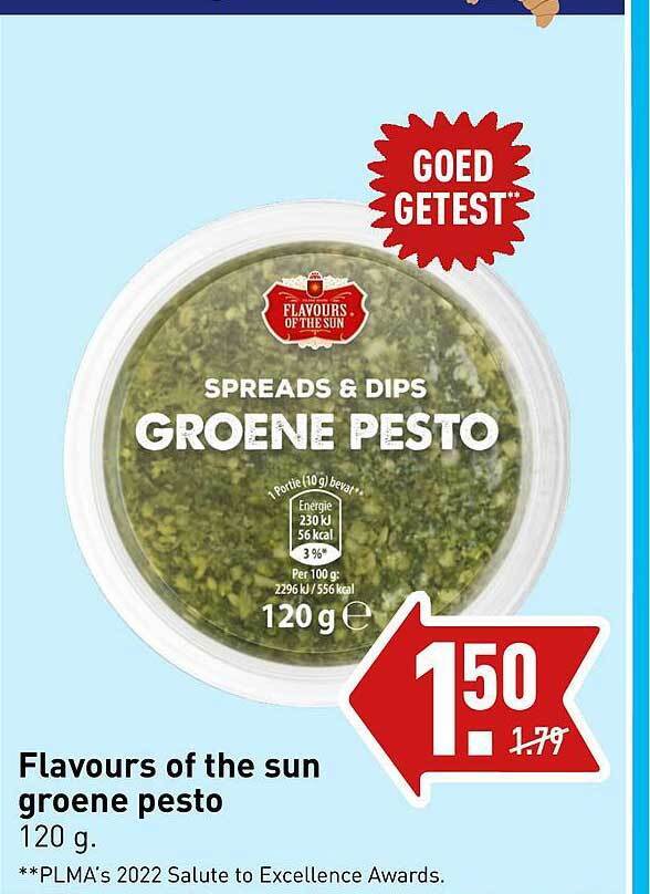 Flavours of the sun groene pesto aanbieding bij ALDI