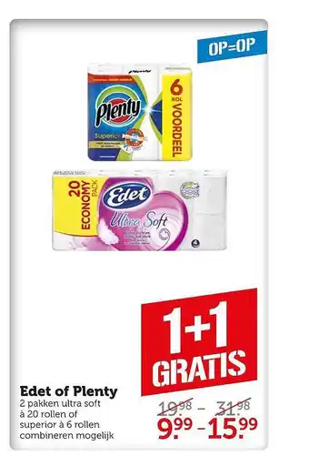 Coop Edet of plenty 1+1 gratis aanbieding