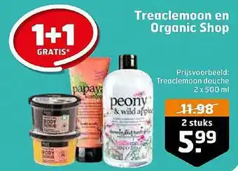 Trekpleister Treaclemoon en organic shop 1+1 gratis aanbieding