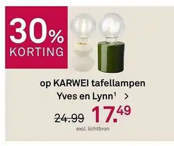 Karwei Op karwei tafellampen yves en lynn¹ 30% korting aanbieding