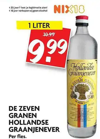 Dekamarkt De Seven Granen Hollandse Graanjenever 1 liter aanbieding