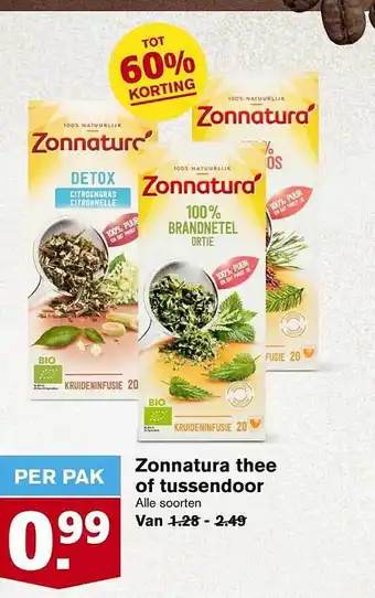 Hoogvliet Zonnatura thee of tussendoor tot 60% korting aanbieding