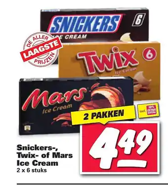 Nettorama Snickers-, twix- of mars ice cream aanbieding