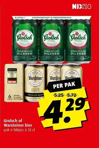 Boni Grolsch of warsteiner bier aanbieding