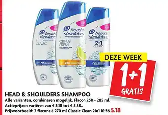 Dekamarkt Head & Shoulders Shampoo 1+1 Gratis aanbieding