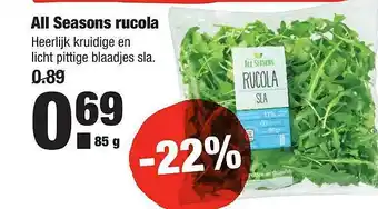 ALDI Alle seasons rucola 85 g aanbieding