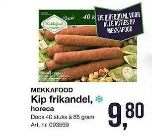 Bidfood Mekkafood kip frikandel, horeca aanbieding