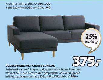 Jysk Egense bank met chaise longue aanbieding