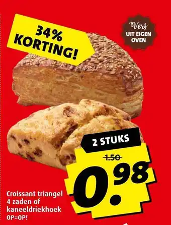 Boni Croissant triangel 4 zaden of kaneeldriekhoek 34% korting aanbieding