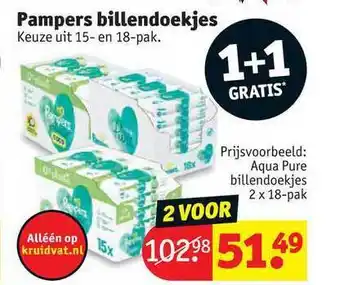 Kruidvat Pampers billendoekjes 1+1 gratis aanbieding