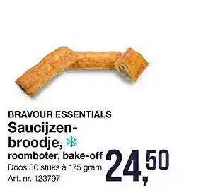 Bidfood Bravour essentials saucijzenbroodje, roomboter, bake-off aanbieding