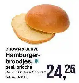 Bidfood Brown & serve hamburgerbroodjes geel, brioche aanbieding