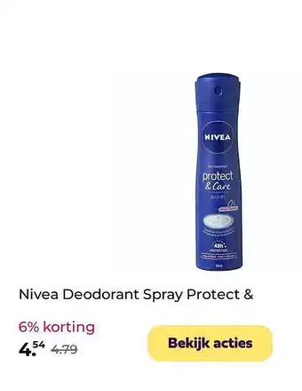 Plein.nl Nivea deodorant spray protect & 6% korting aanbieding