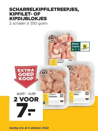 Jumbo Scharrelkipfiletreepjes, kipfilet- of kipdijblokjes aanbieding