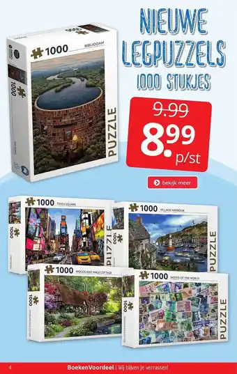 Boekenvoordeel Nieuwe Legpuzzels 1000 Stukjes aanbieding