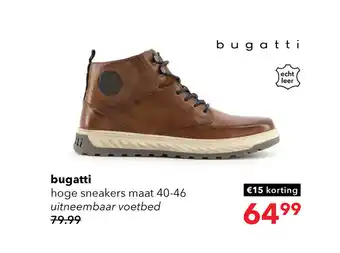 Scapino Bugatti hoge sneakers maat 40-46 uitneembaar voetbed aanbieding