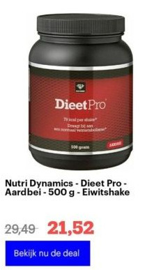 Bol.com Nutri dynamics - dieet pro - aardbei - 500 g - eiwitshake aanbieding