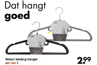 Wibra Velour kleding hanger set van 5 aanbieding