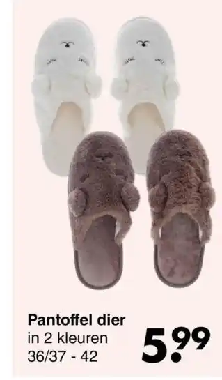 Wibra Pantoffel dier in 2 kleuren 36/37-42 aanbieding