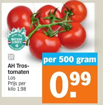 Albert Heijn AH tros tomaten los prijs per 500 gram aanbieding