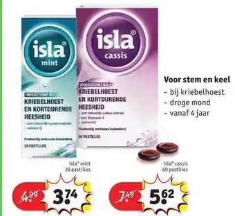 Kruidvat Isla mint 30 pastilles of isla cassis 60 pastilles aanbieding