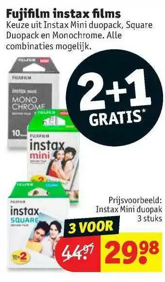 Kruidvat Fujifilm instax films 2+1 Gratis aanbieding