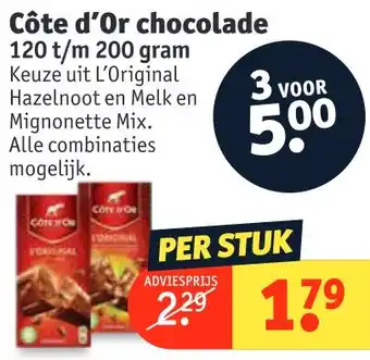 Kruidvat Côte d'Or chocolade 120 t/m 200 g aanbieding