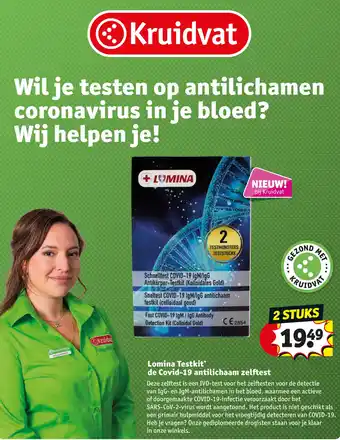 Kruidvat Lomina Testkit de Covid-19 antilichaam zelftest aanbieding