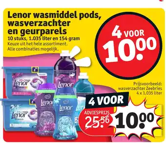 Kruidvat Lenor wasmiddel pods, wasverzachter en geurparels aanbieding