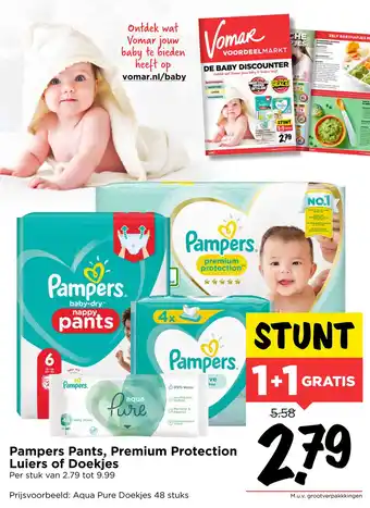 Vomar Voordeelmarkt Pampers Pants, Premium Protection Luiers of Doekjes aanbieding