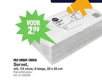 Bidfood Pro smart choice servet, wit, 1-4 vouw, 2-laags, 33 X 33 Cm aanbieding