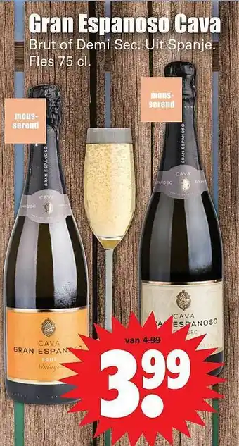 Dirk Gran espanoso cava brut of demi sec aanbieding