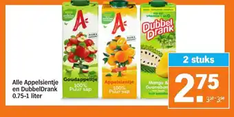 Albert Heijn Alle appelsientje en dubbel drank 2 stuks aanbieding